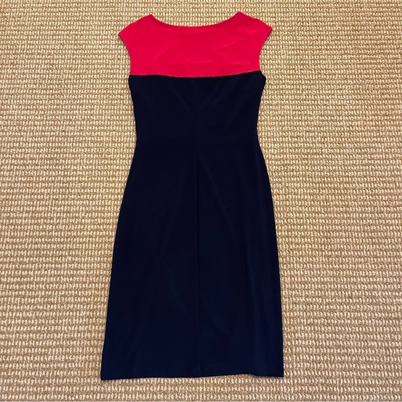 Lauren Ralph Lauren Pink and Navy Colorblock Panel Sleeveless Dress 6 - Picture 9 of 9